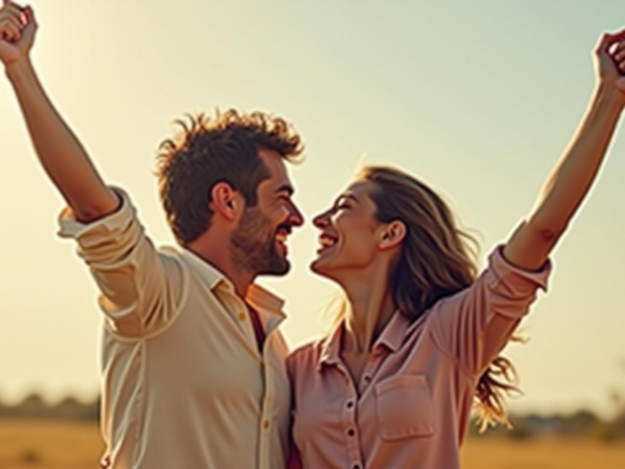 Image of two people celebrating success together, conveying joy and empathy.