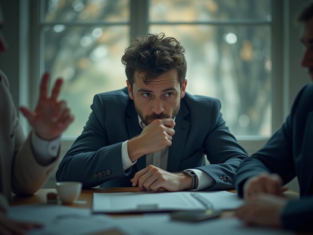 A person focusing intently on a single task, surrounded by blurred distractions, symbolizing the power of focus discussed in Essentialism by Greg McKeown.