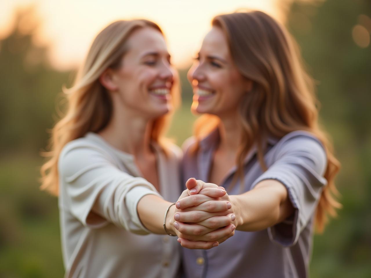 Happy couple holding hands and smiling, symbolizing the concept of acceptance and partnership in a relationship, inspired by John Gottmans teachings on accepting influence.