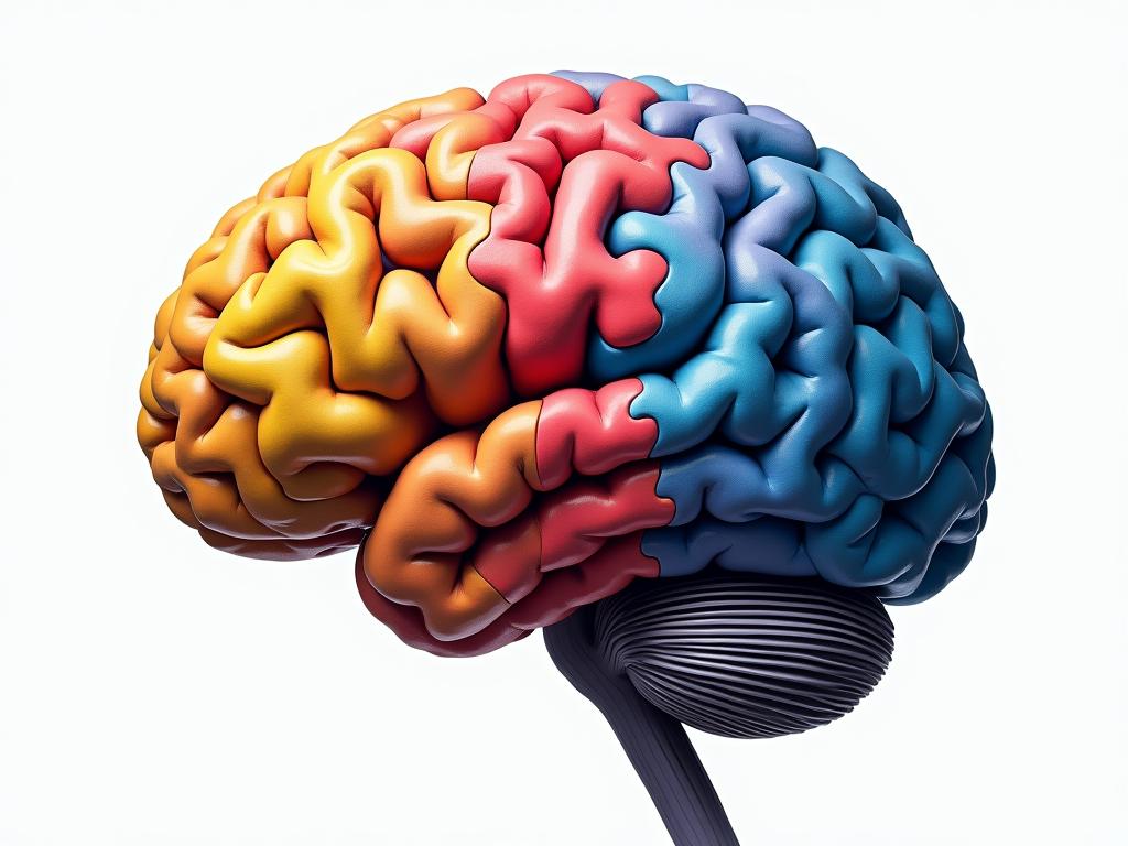 Brain made of colorful puzzle pieces, representing neuroplasticity and the ability to change and adapt.