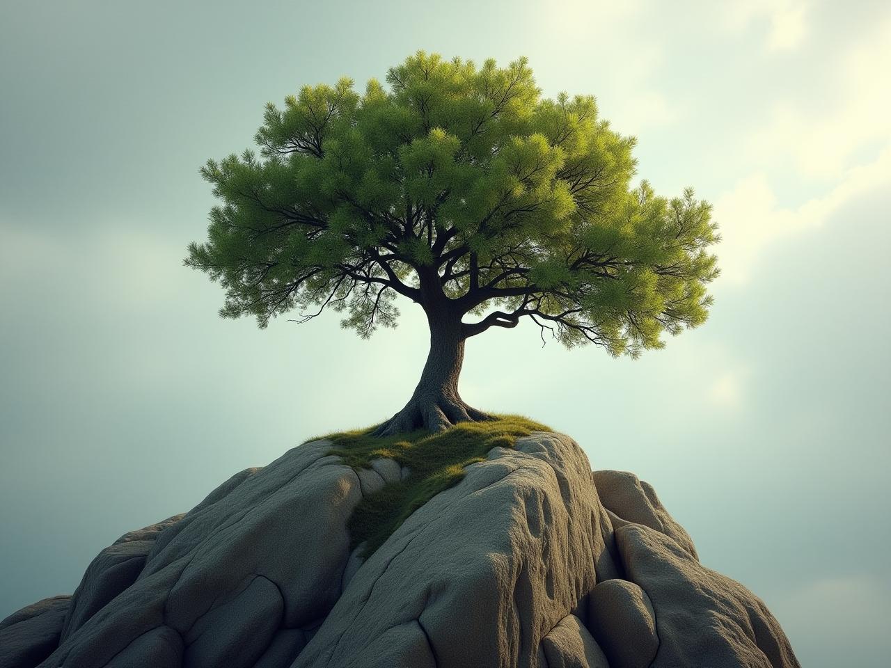 Tree growing out of rock, tragic optimism, growth from adversity, Mans Search for Meaning, Viktor Frankl, meaning in life, mental resilience.