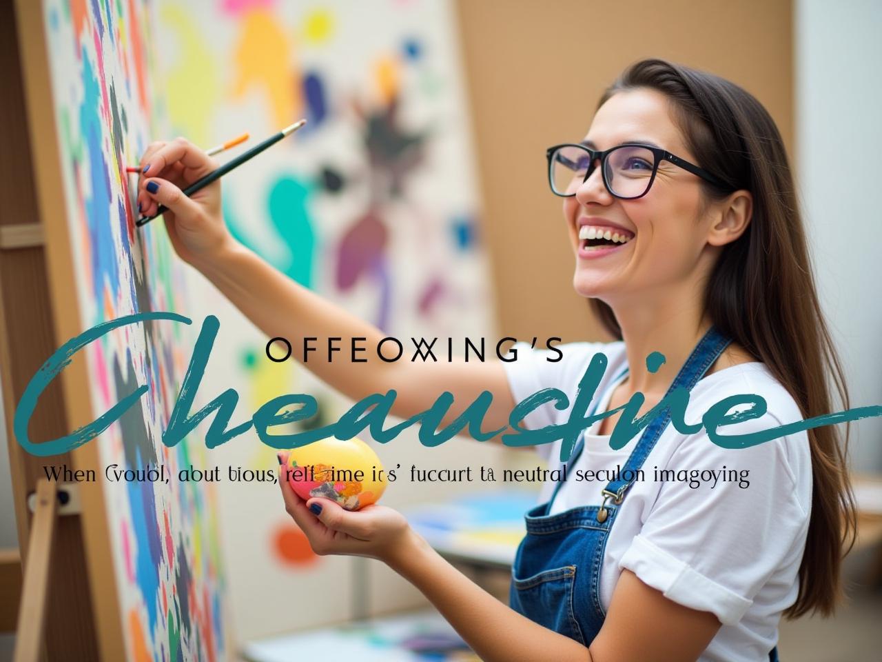 A person happily painting on a canvas, surrounded by colorful paints and brushes, symbolizing creative freedom and joy. The text Creativity Unleashed is subtly overlaid on the image.