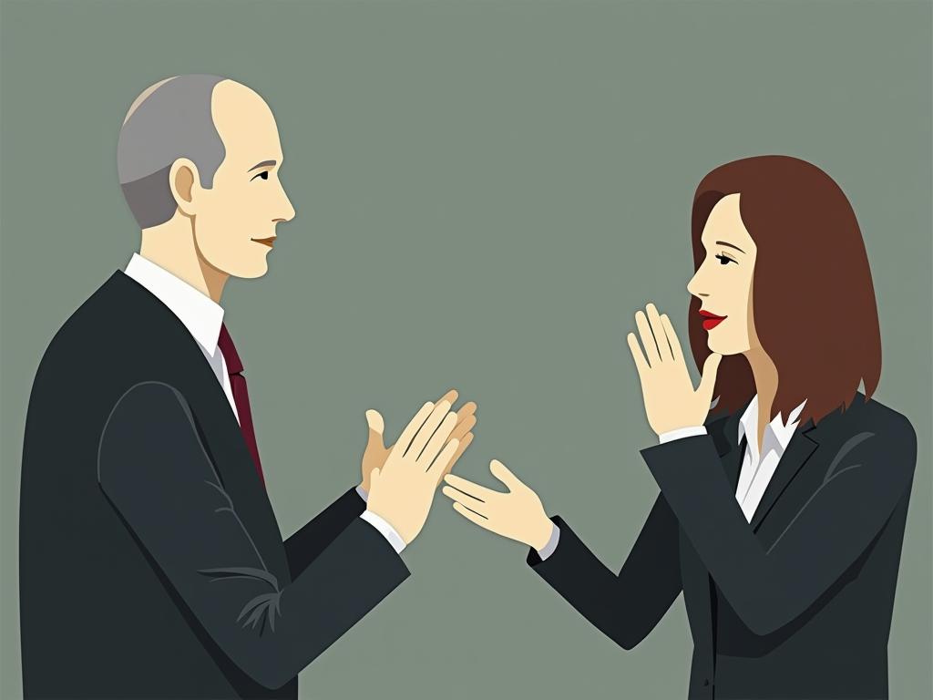 Image of a person politely declining a request, symbolizing setting boundaries and prioritizing tasks.
