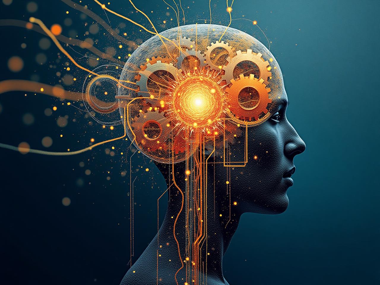 Abstract image depicting the inner workings of the mind, with interconnected gears and pathways, symbolizing the mental models that shape our perception and actions. Keywords: Mental Models, Leadership, Peter Senge, The Fifth Discipline, Cognitive Framework, Conscious Leadership.