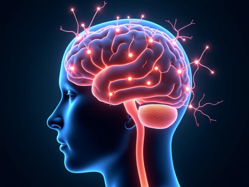 Brain plasticity concept: A colorful image showing interconnected neurons forming new pathways, symbolizing the brains ability to change and adapt.