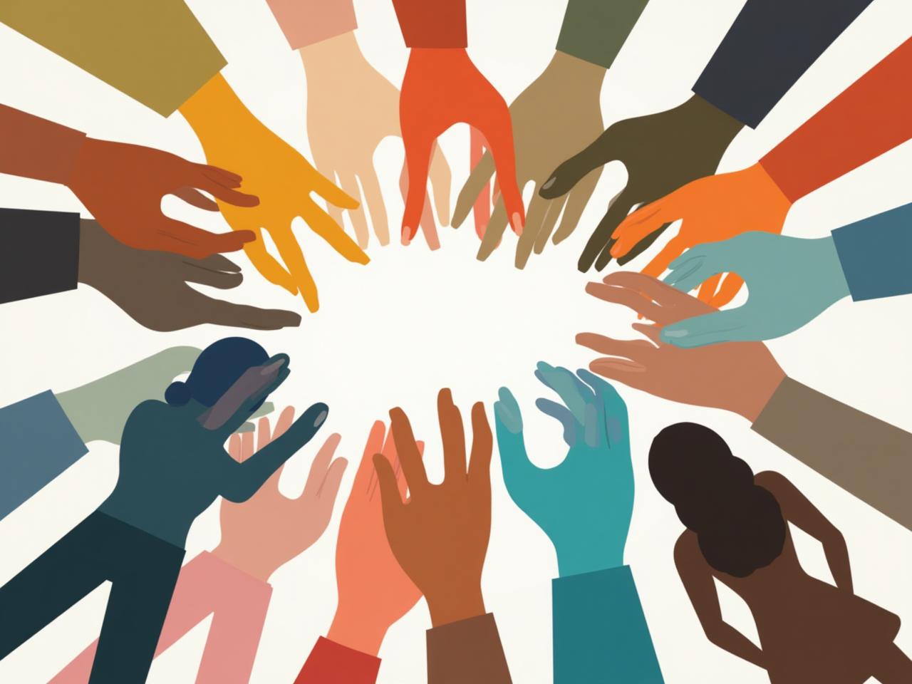 A group of diverse people connecting puzzle pieces together, symbolizing empathy and understanding.