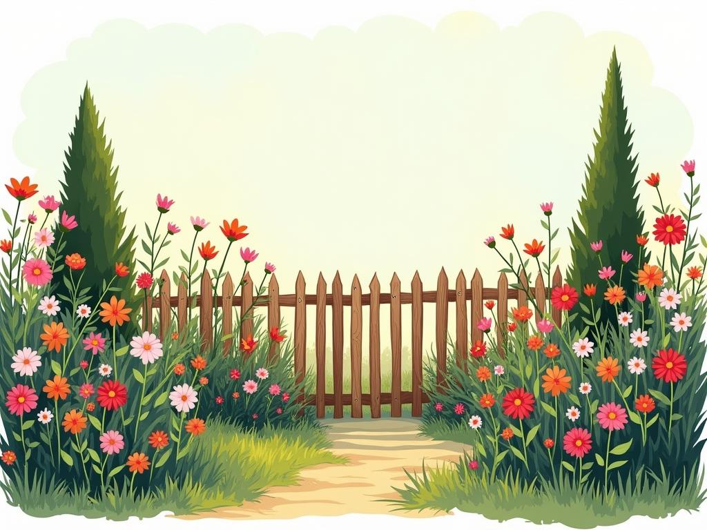 Illustration of a fence protecting a blooming garden, symbolizing personal boundaries and self-care.