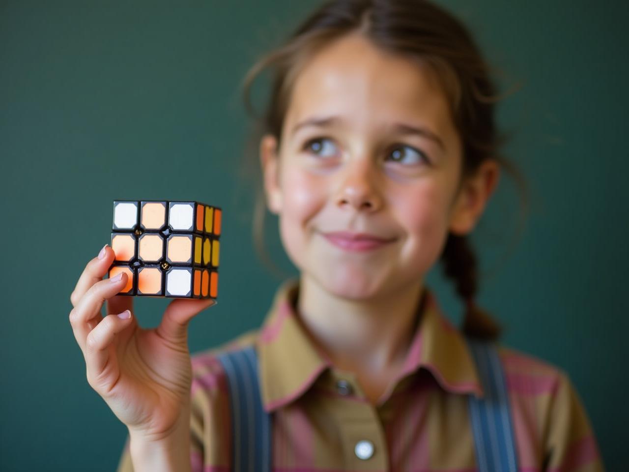 A person looking at a Rubiks cube with a puzzled expression, symbolizing the challenge of breaking old thought patterns.