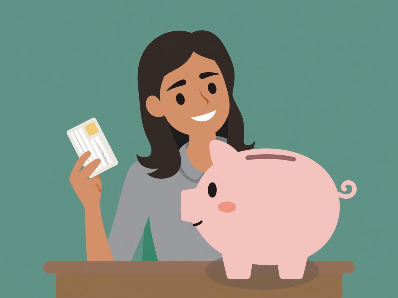 A person holding a credit card with a concerned expression, juxtaposed with a piggy bank symbolizing savings and financial freedom.
