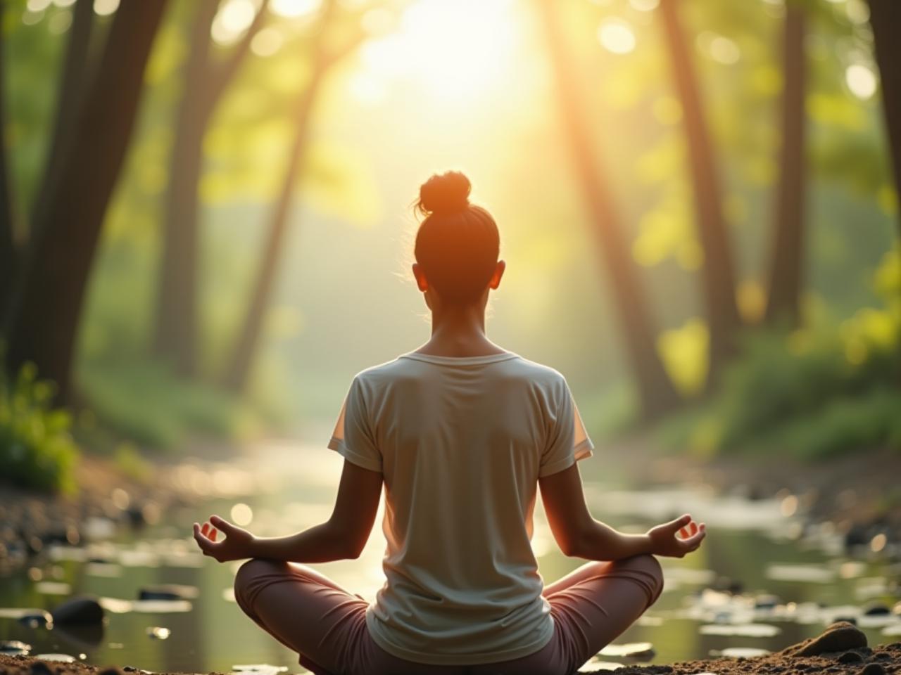 A person meditating in a peaceful environment, symbolizing mental clarity and energy replenishment, with the title Being at Your Best subtly overlaid.