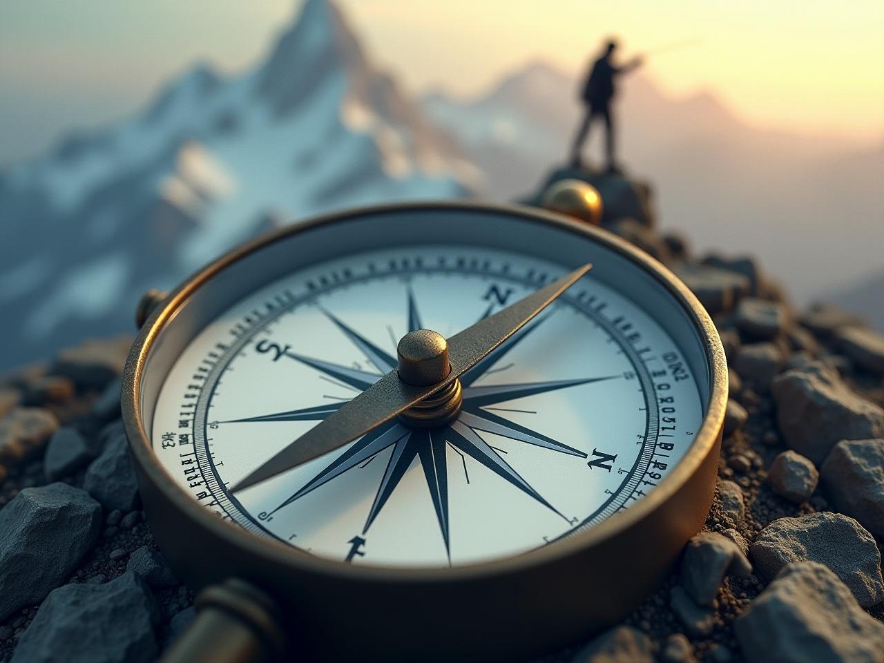 Image of a compass pointing towards a mountain peak, symbolizing using fear as a guide towards personal growth. Words Will Smith - Will overlayed.