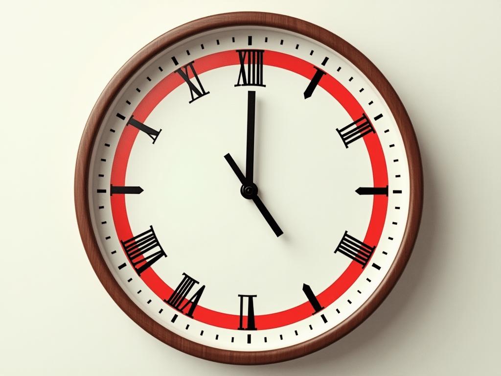 Clock face with red lines marking boundaries, symbolizing the concept of setting limits for productivity and protecting values.