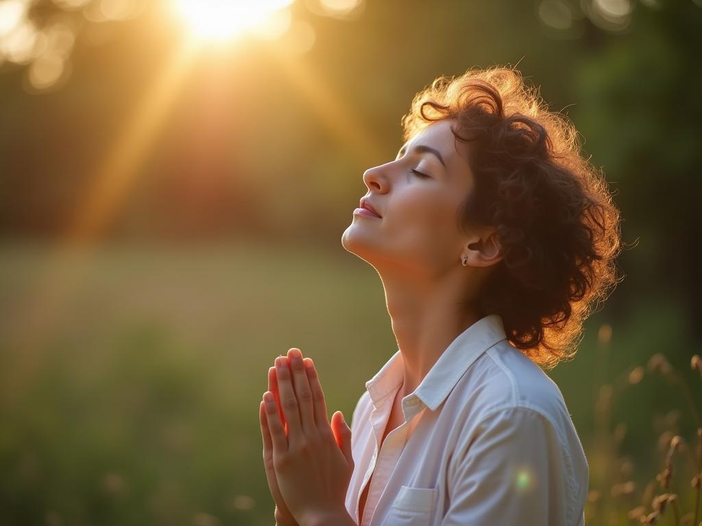 A person taking a deep breath in a peaceful outdoor setting. Keywords: recovery strategies, mindfulness, stress management, well-being.