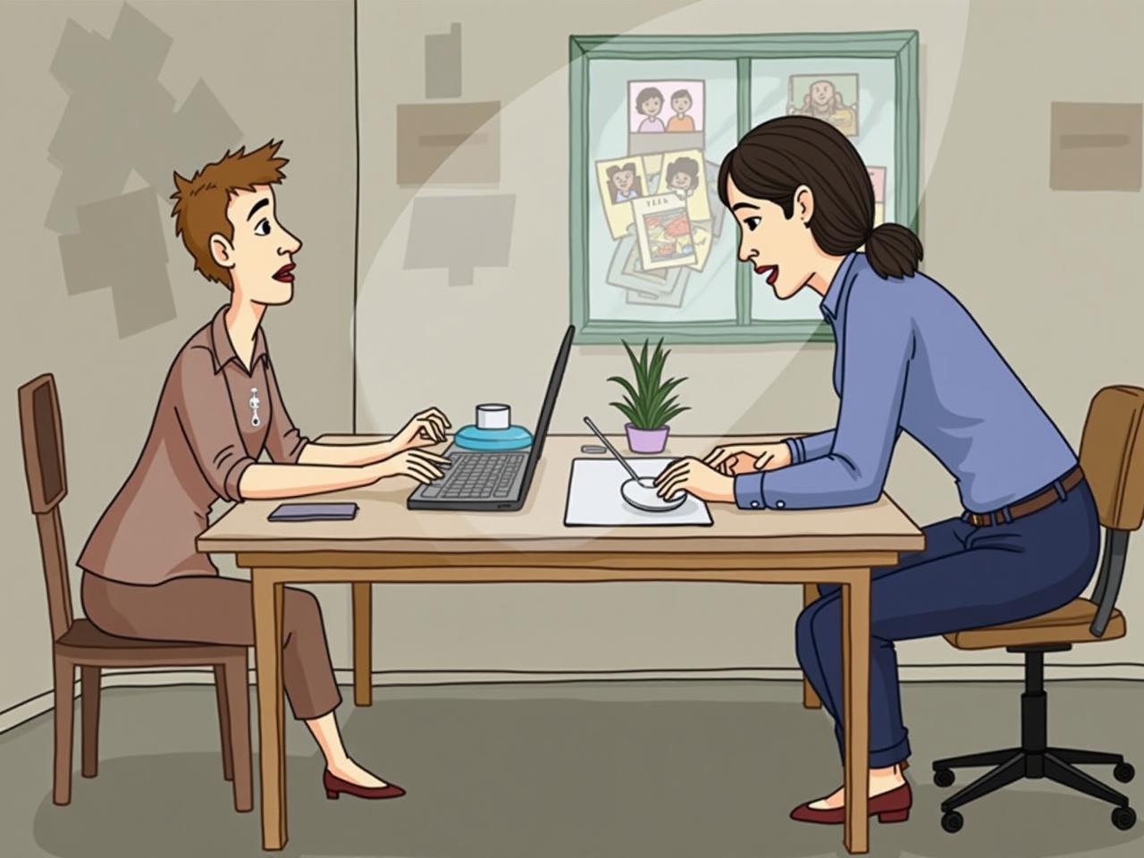 A person rearranging their workspace to promote better habits, inspired by The Power of Habit by Charles Duhigg.