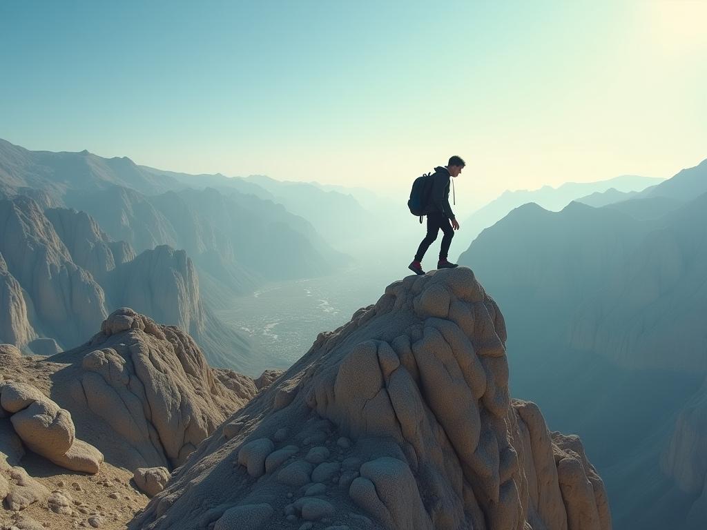 Image of a person climbing a mountain, representing the growth mindset and the journey of learning and improvement.