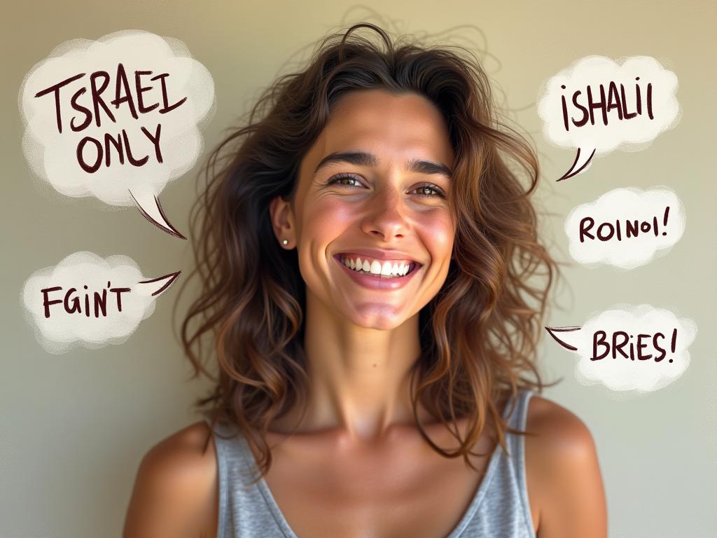 A person smiling confidently, surrounded by positive affirmations.