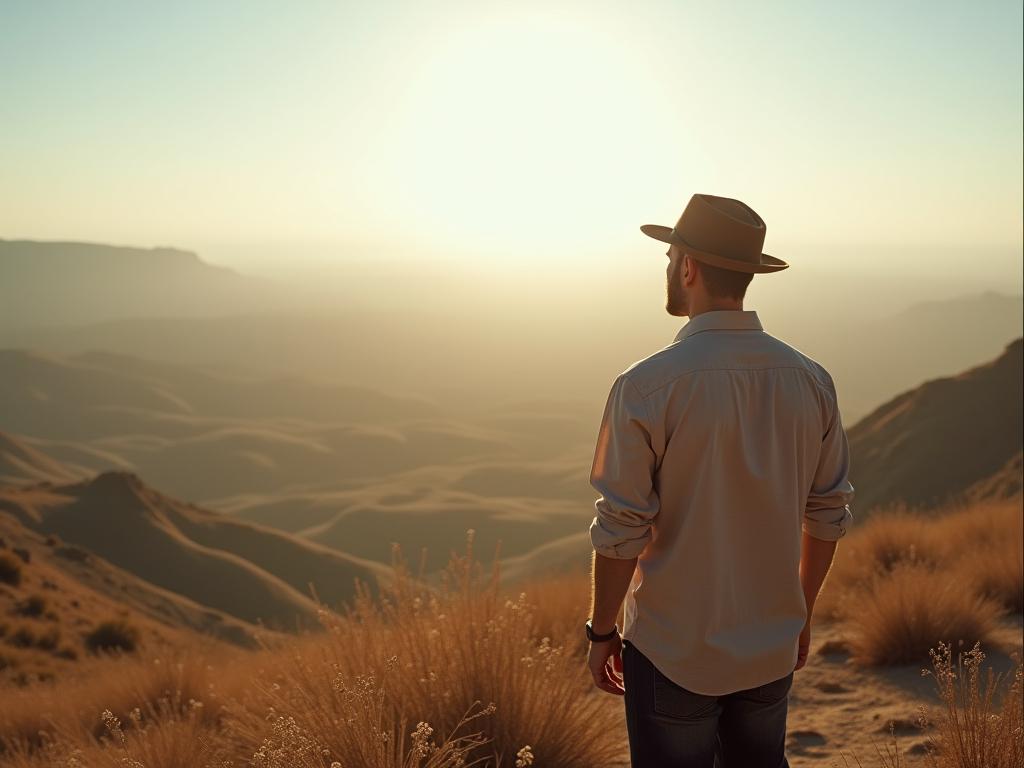 A person looking at a vast landscape, symbolizing a broader perspective and feeling of peace.
