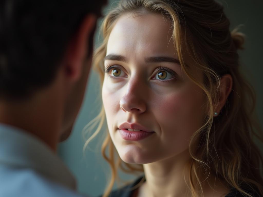 A person attentively listening to another person while maintaining eye contact, symbolizing active listening and empathy.