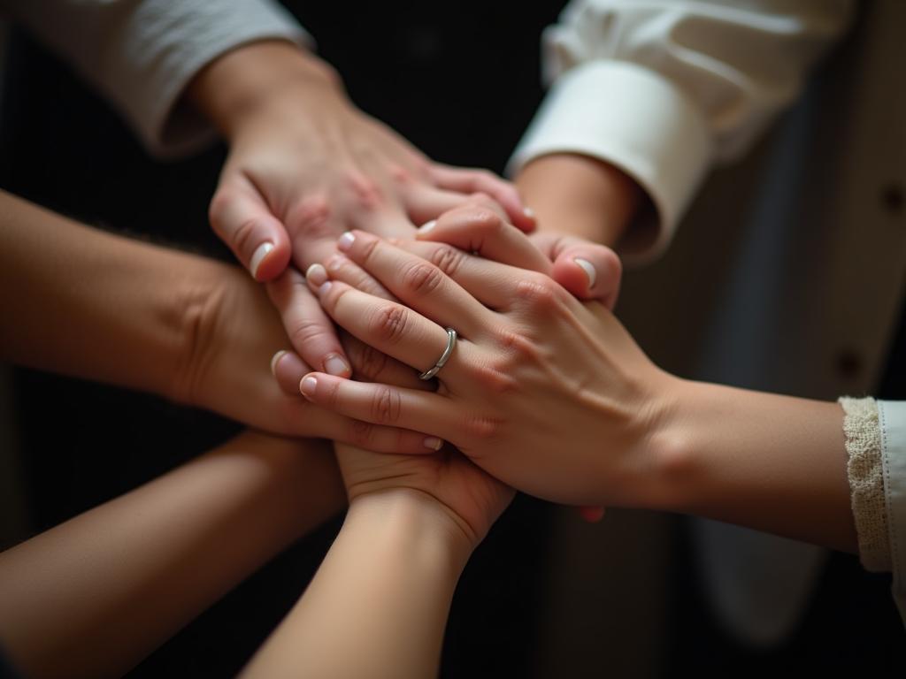 A close-up image of peoples hands coming together to connect, symbolizing social connection and support, inspired by Richard Davidsons The Emotional Life of Your Brain.