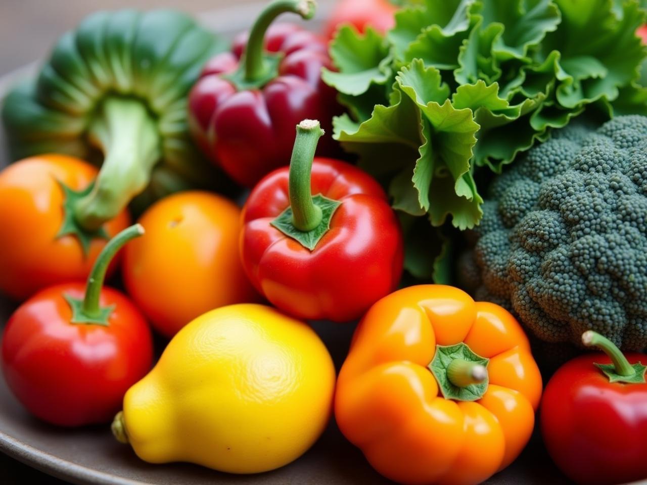 A vibrant photo showcasing a colorful array of fresh fruits and vegetables, symbolizing the principles of the Nutritarian diet advocated by Dr. Joel Fuhrman, focusing on whole plant-based foods for optimal health and detoxification.