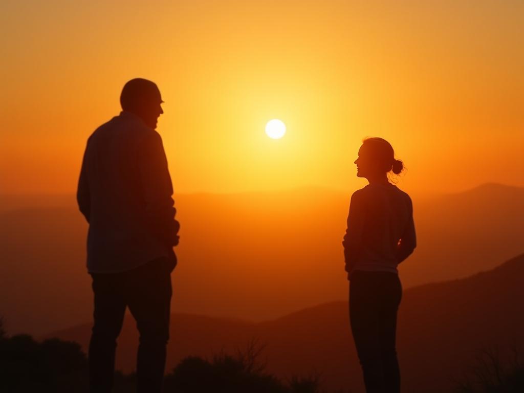 A person looking optimistically at a sunrise, representing hope and personal growth.