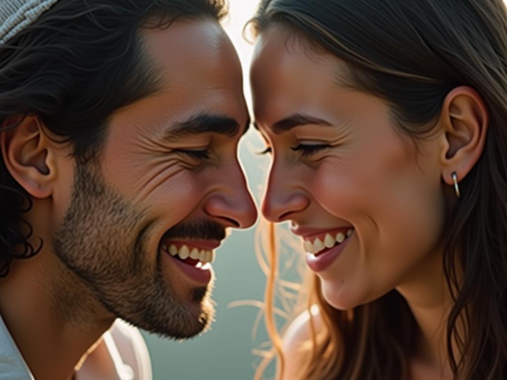 A close-up image of two people looking at each other, with a warm and empathetic expression on their faces. The background is blurred to emphasize the connection between the two people.
