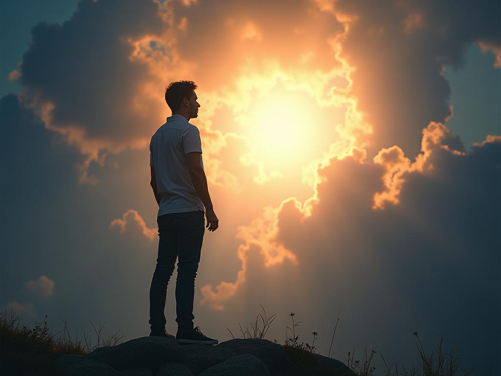 A person looking towards a bright future, symbolizing vision and goals. Keywords: personal vision, success, future, goals, planning.