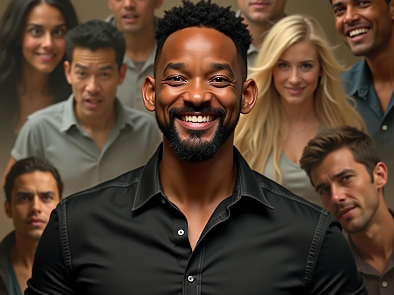 Will Smith smiling confidently. The background is a montage of challenging situations, symbolizing overcoming fear.
