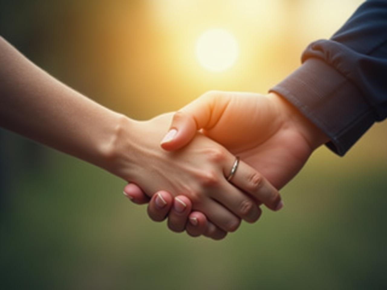 A person gently holding another persons hand, symbolizing empathy and connection.