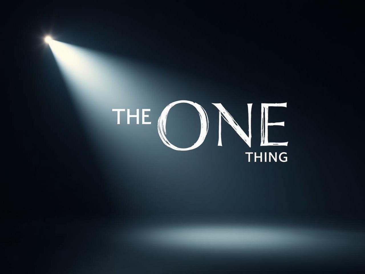 An image depicting a single spotlight focused on a target, symbolizing focus and productivity, with the title The ONE Thing superimposed.