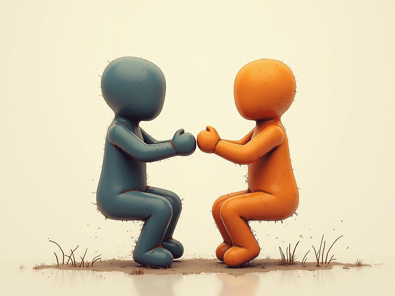 Abstract image representing the balance between connection and space, with two intertwined figures separated by a small gap.