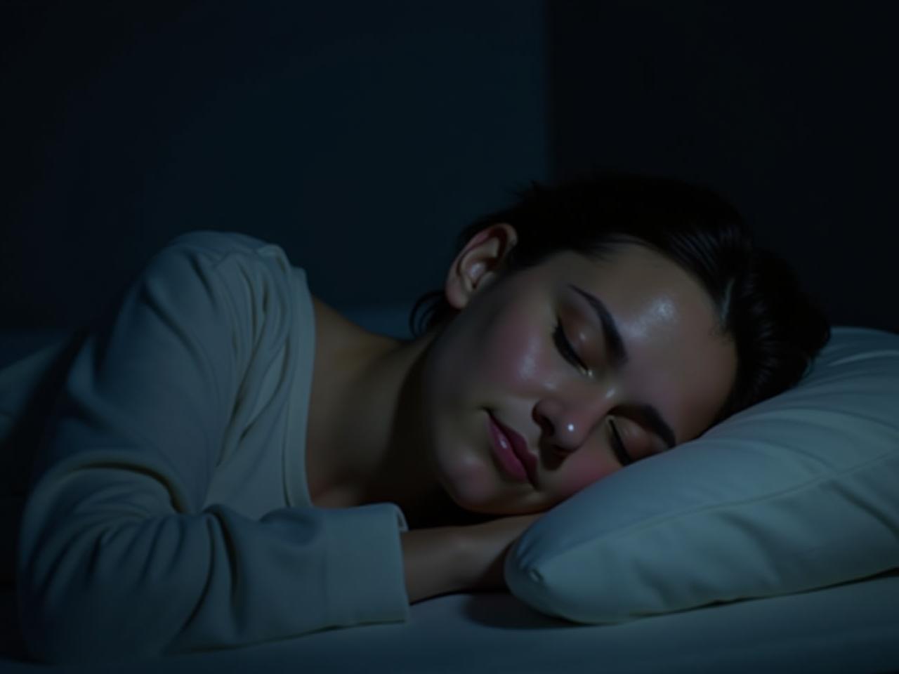 A person sleeping peacefully in a dark and quiet room, emphasizing the importance of good sleep hygiene.