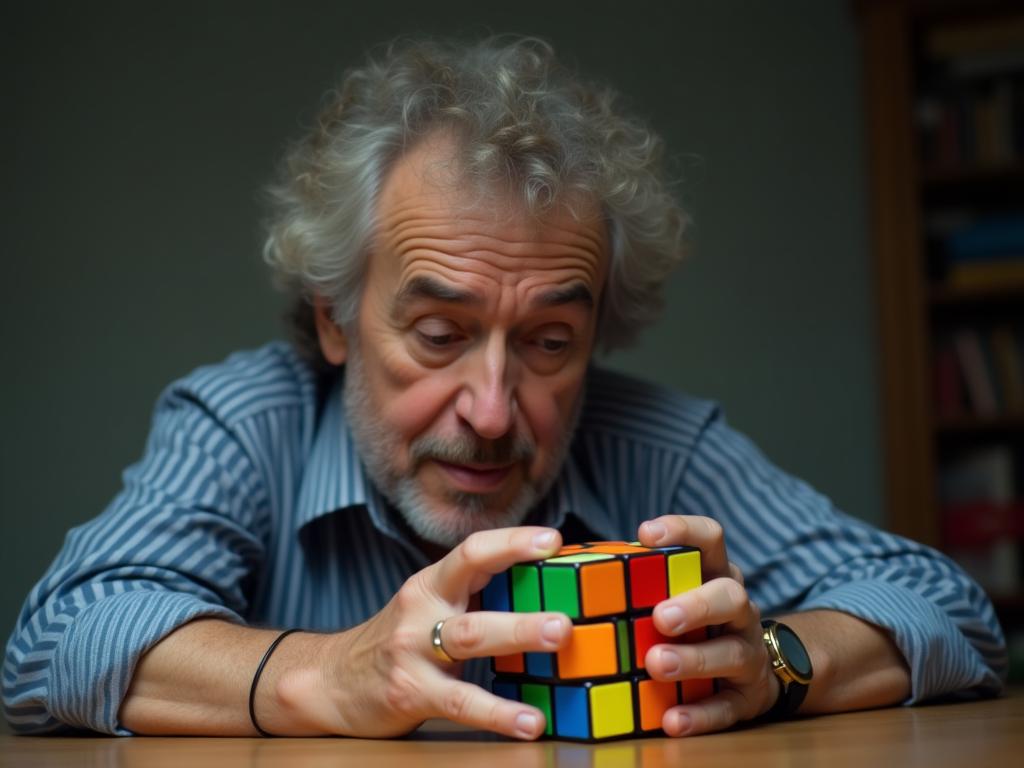 A person looking at a Rubiks cube, symbolizing thinking outside the box.